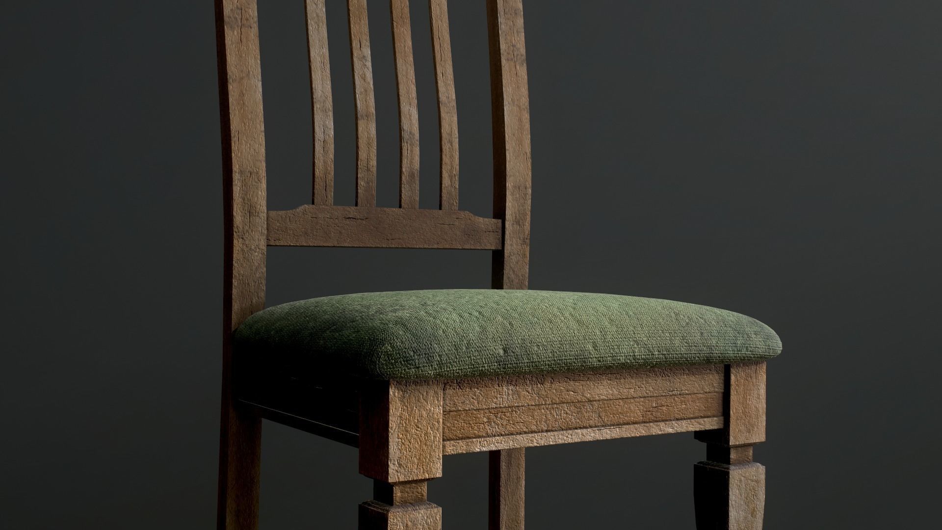 Old dirty Chair Low-poly 3D model_1