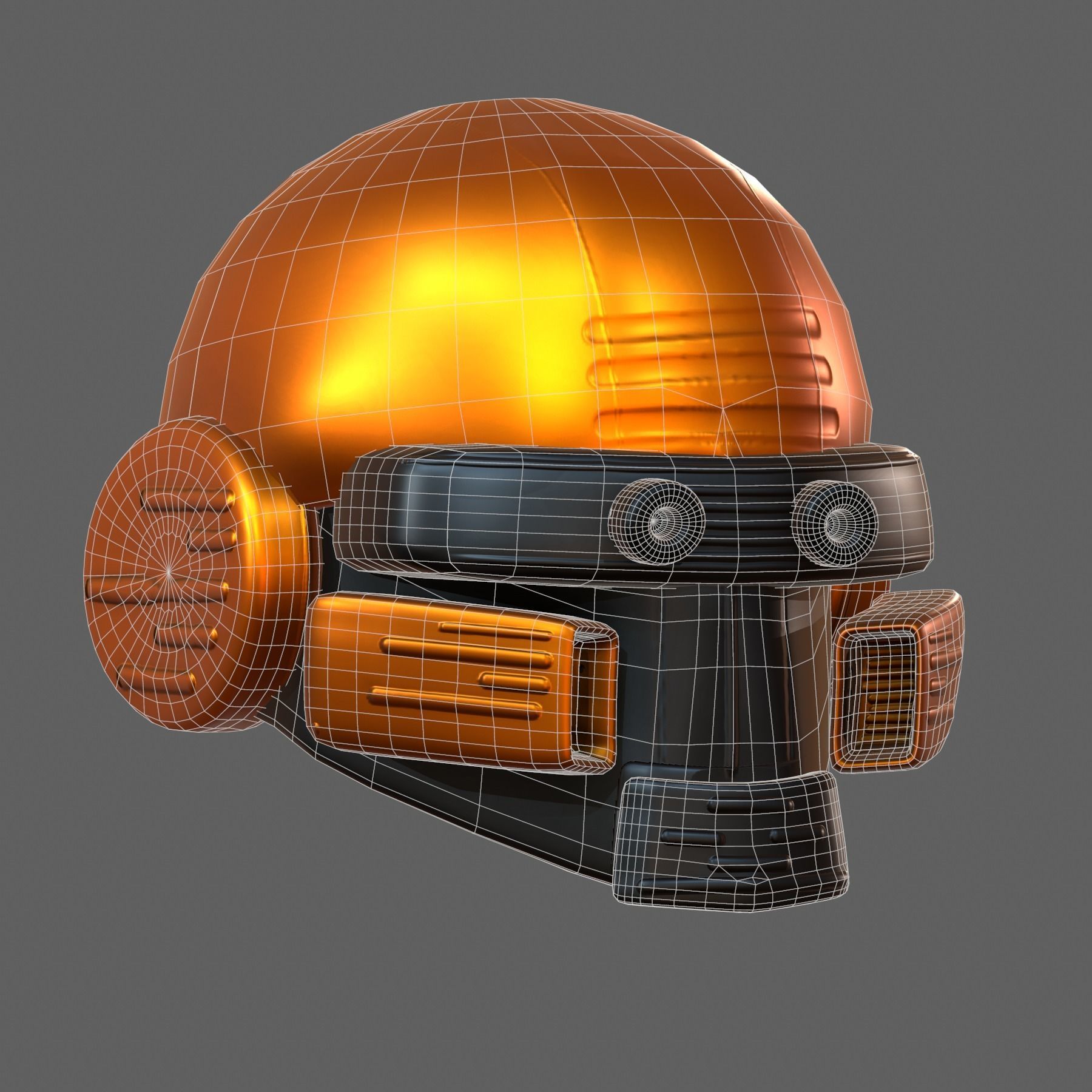 Gas mask helmet 3d model scifi Low-poly Low-poly 3D model_6