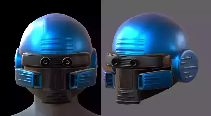 Gas mask helmet 3d model scifi Low-poly 