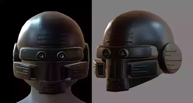 Gas mask helmet 3d model scifi Low-poly 