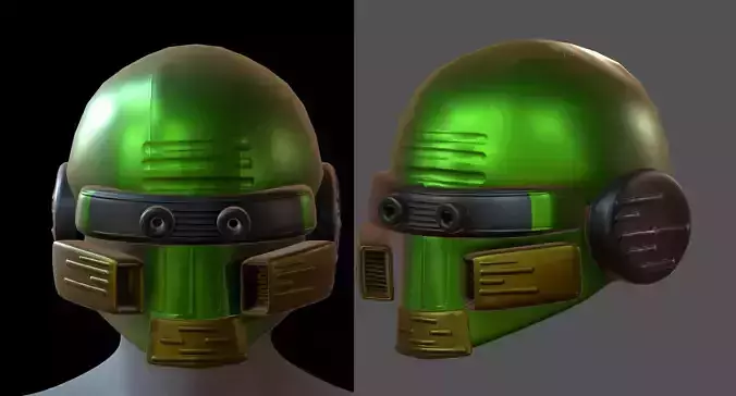 Gas mask helmet 3d model scifi Low-poly 