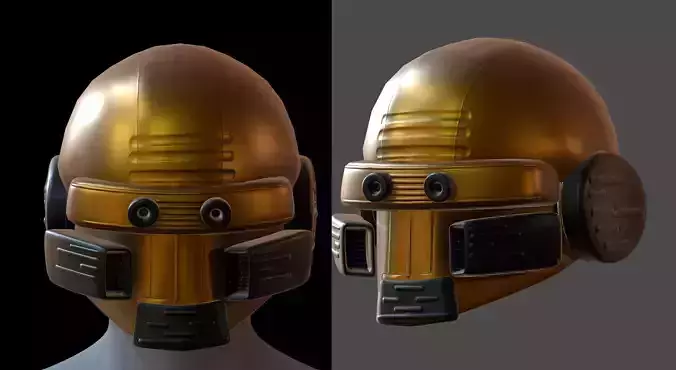 Gas mask helmet 3d model scifi Low-poly 