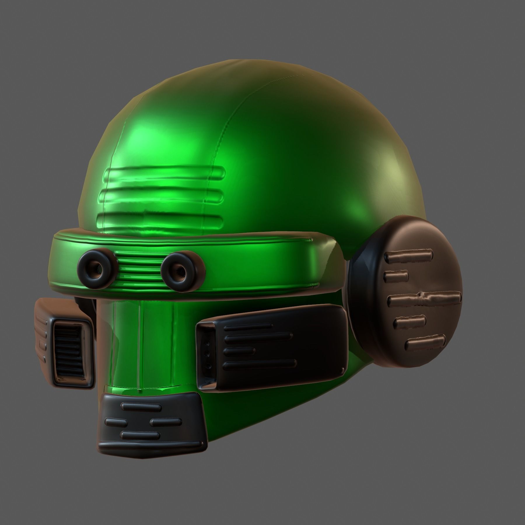 Gas mask helmet 3d model scifi Low-poly Low-poly 3D model_2
