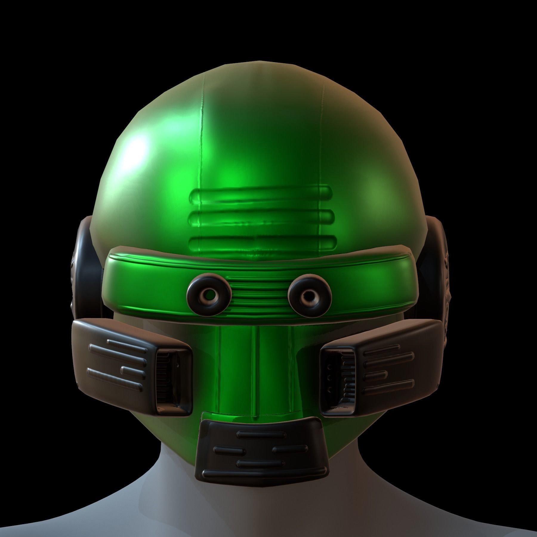 Gas mask helmet 3d model scifi Low-poly Low-poly 3D model_4
