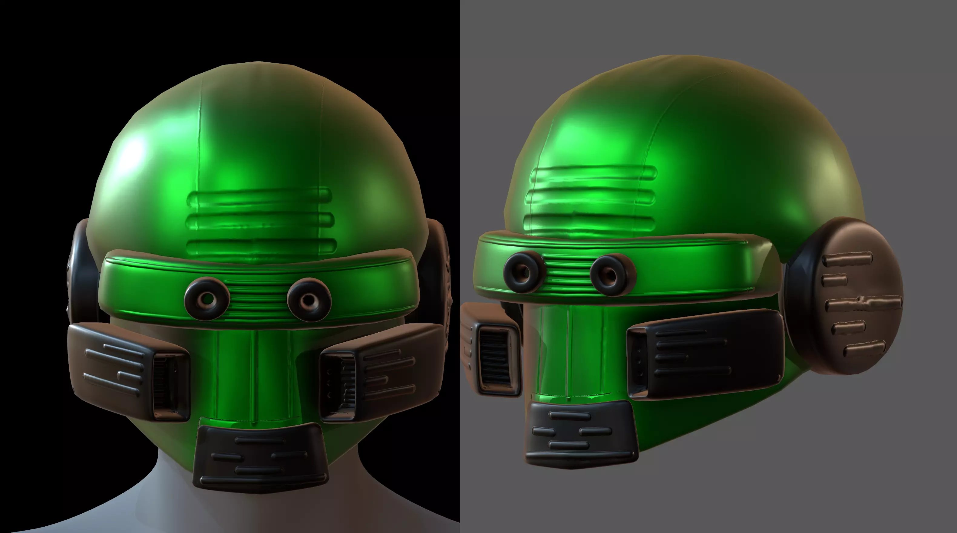 Gas mask helmet 3d model scifi Low-poly Low-poly 3D model_0