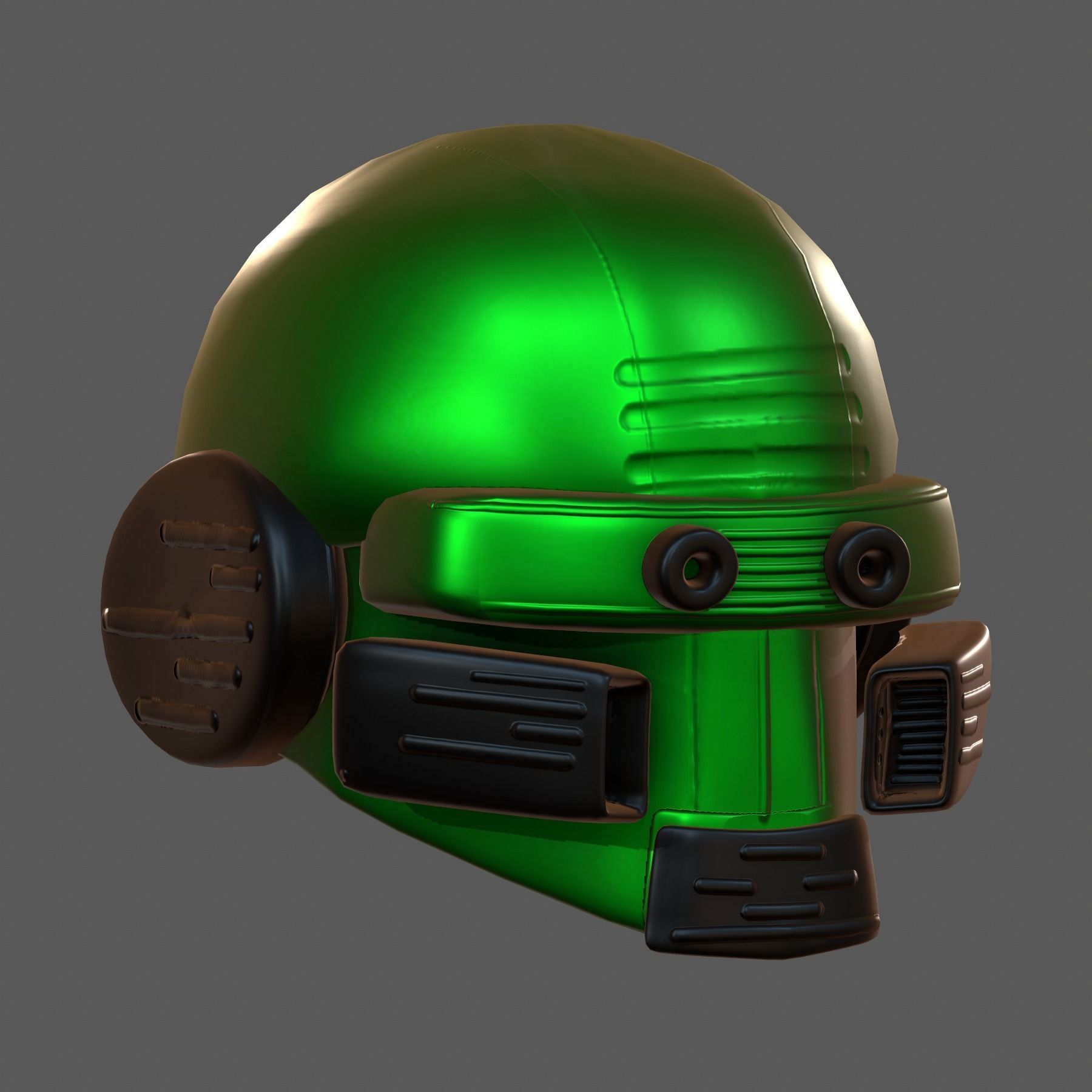 Gas mask helmet 3d model scifi Low-poly Low-poly 3D model_3