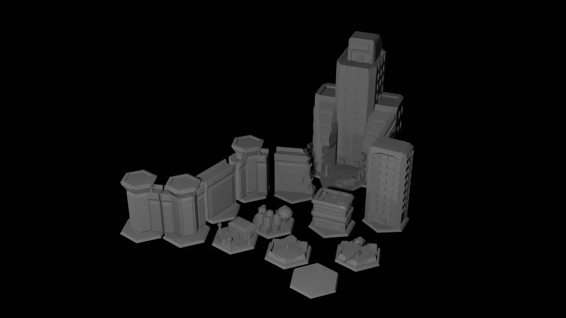8mm Hex Terrain - Sci fi Human City 3D print model_0
