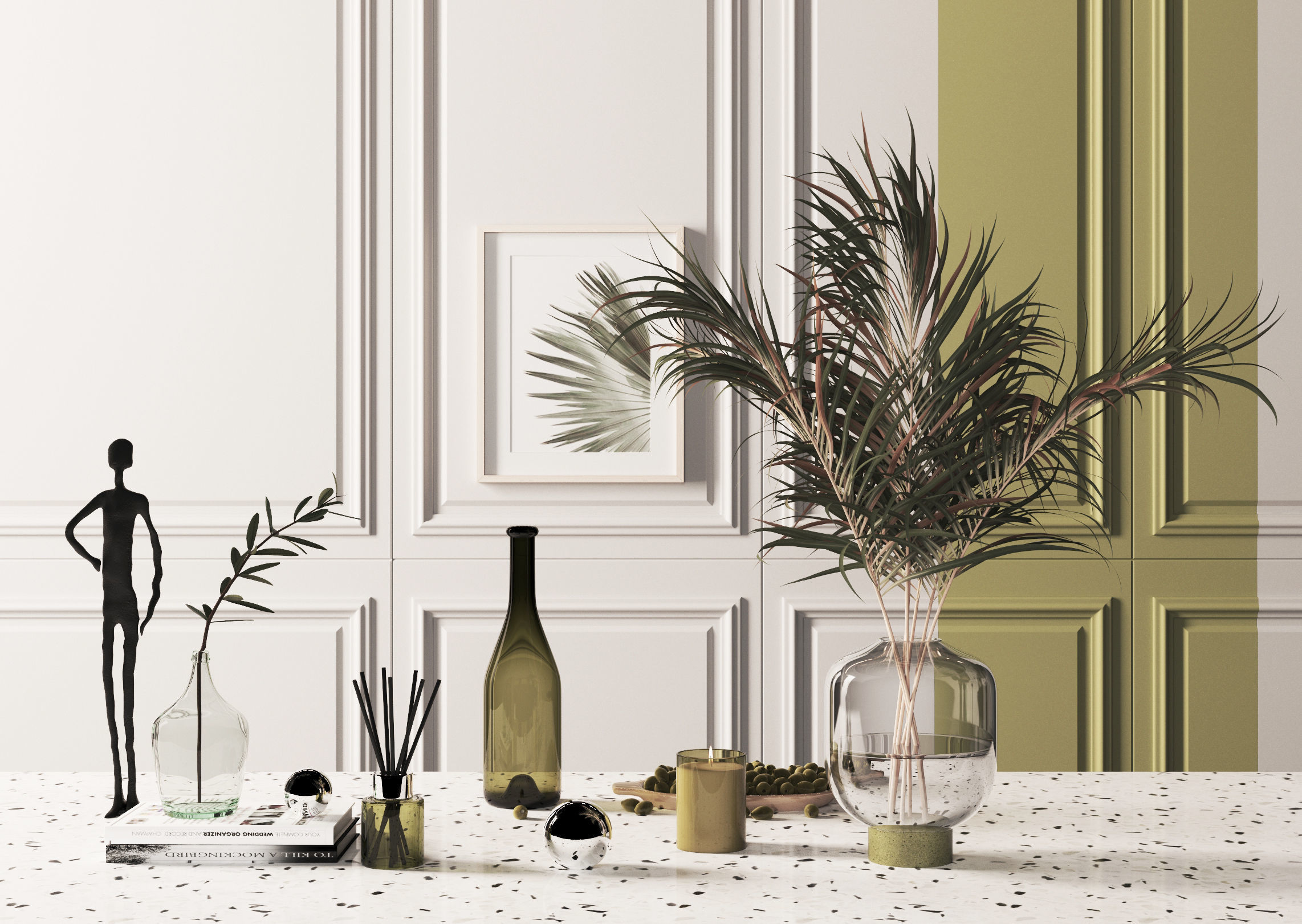 Modern Decorative set  with lights and render setup  3D model_3