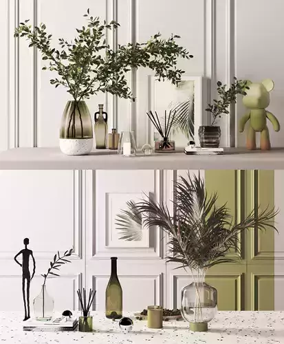 Modern Decorative set  with lights and render setup 