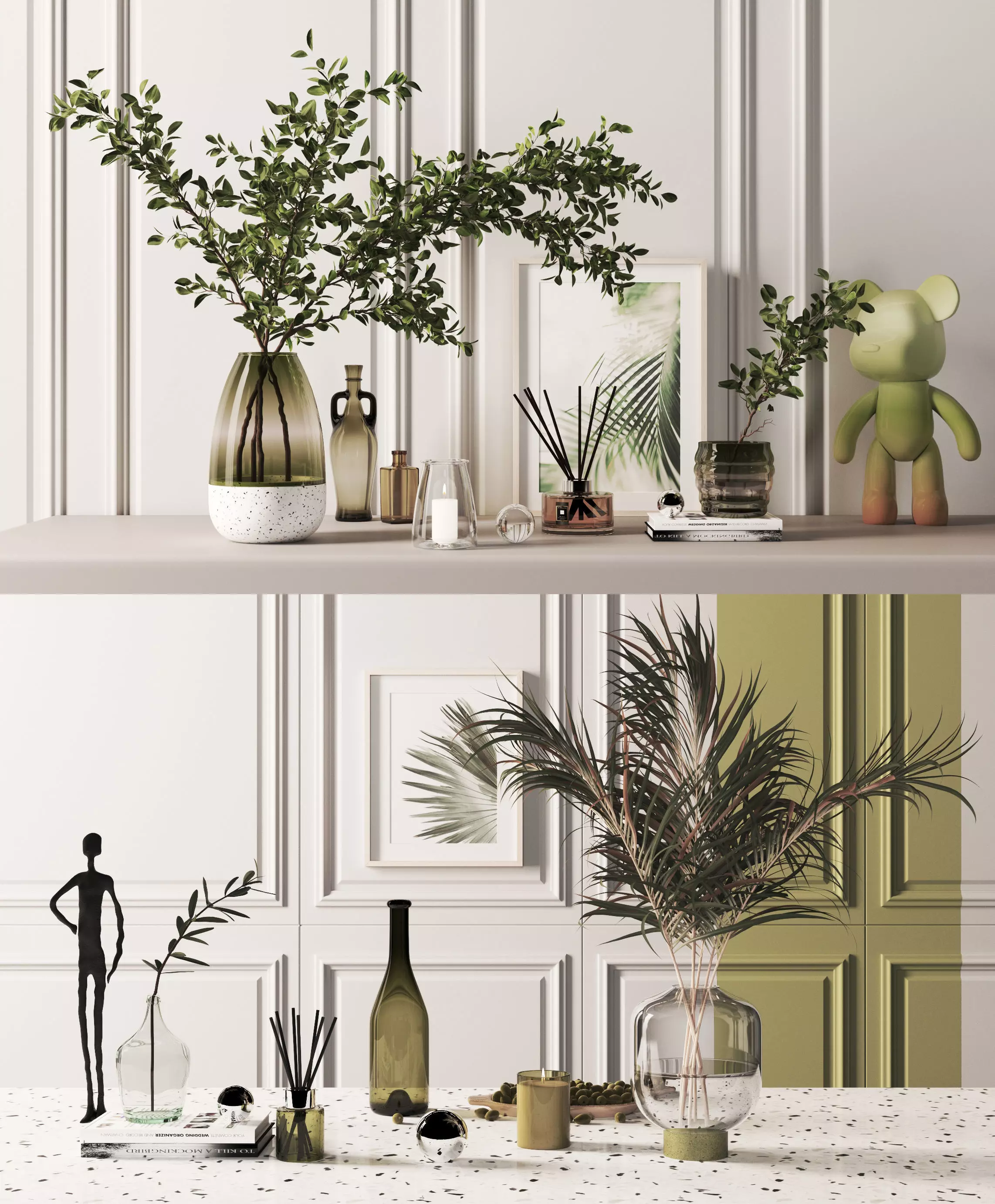 Modern Decorative set  with lights and render setup  3D model_0