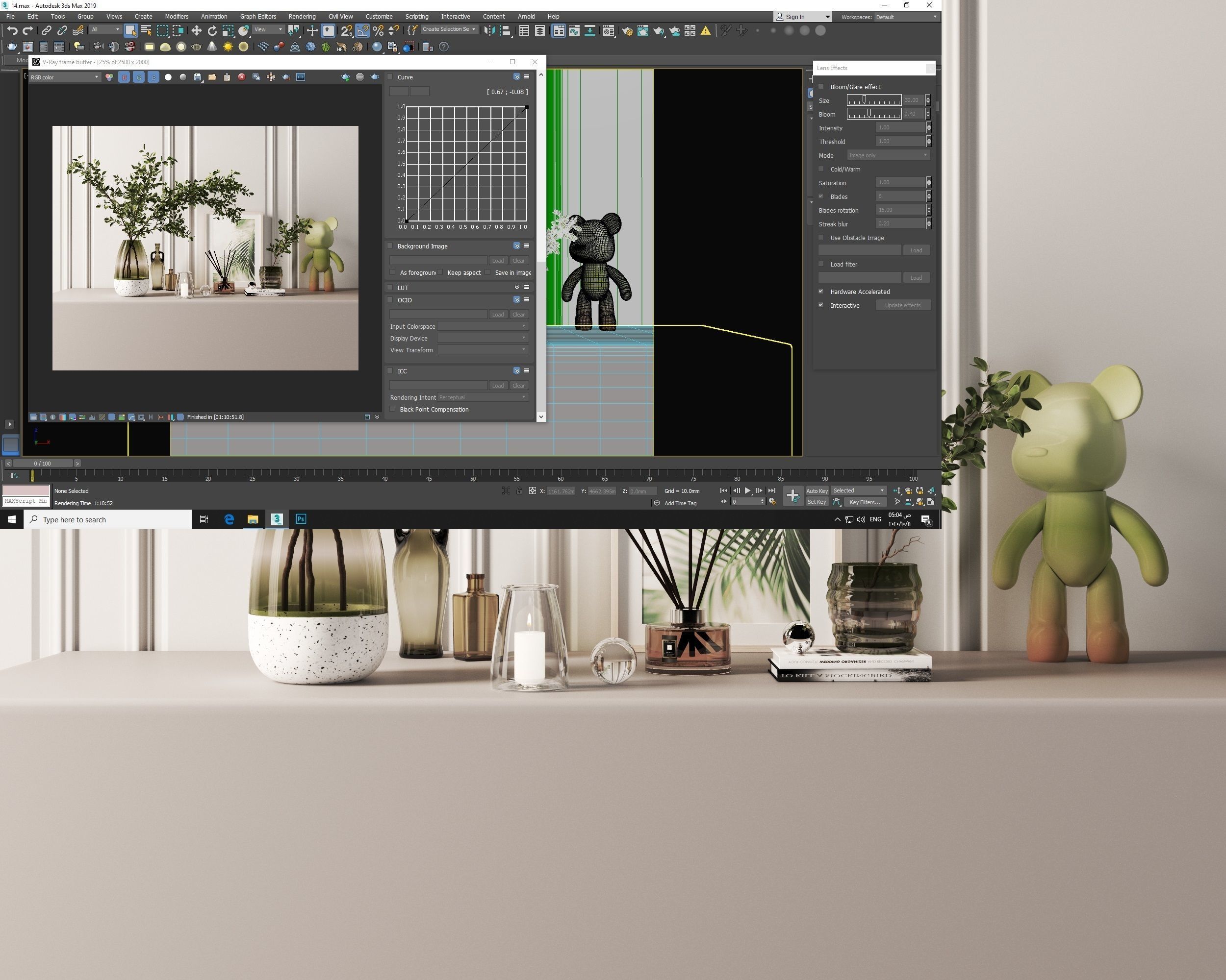 Modern Decorative set  with lights and render setup  3D model_2
