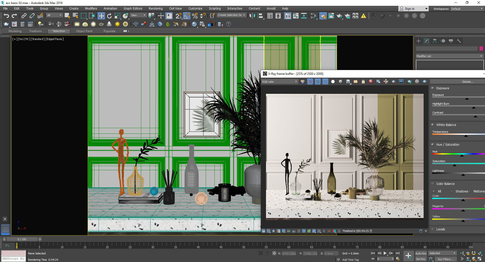 Modern Decorative set  with lights and render setup  3D model_4