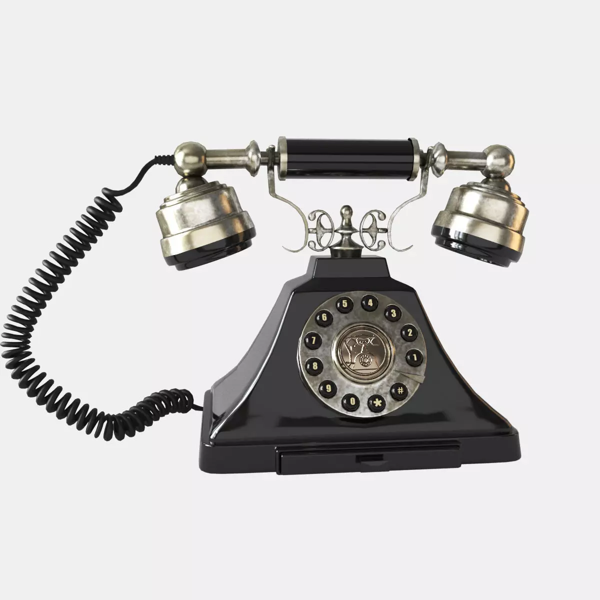 Old Fashioned 1930s Vintage Phone 3D model_0