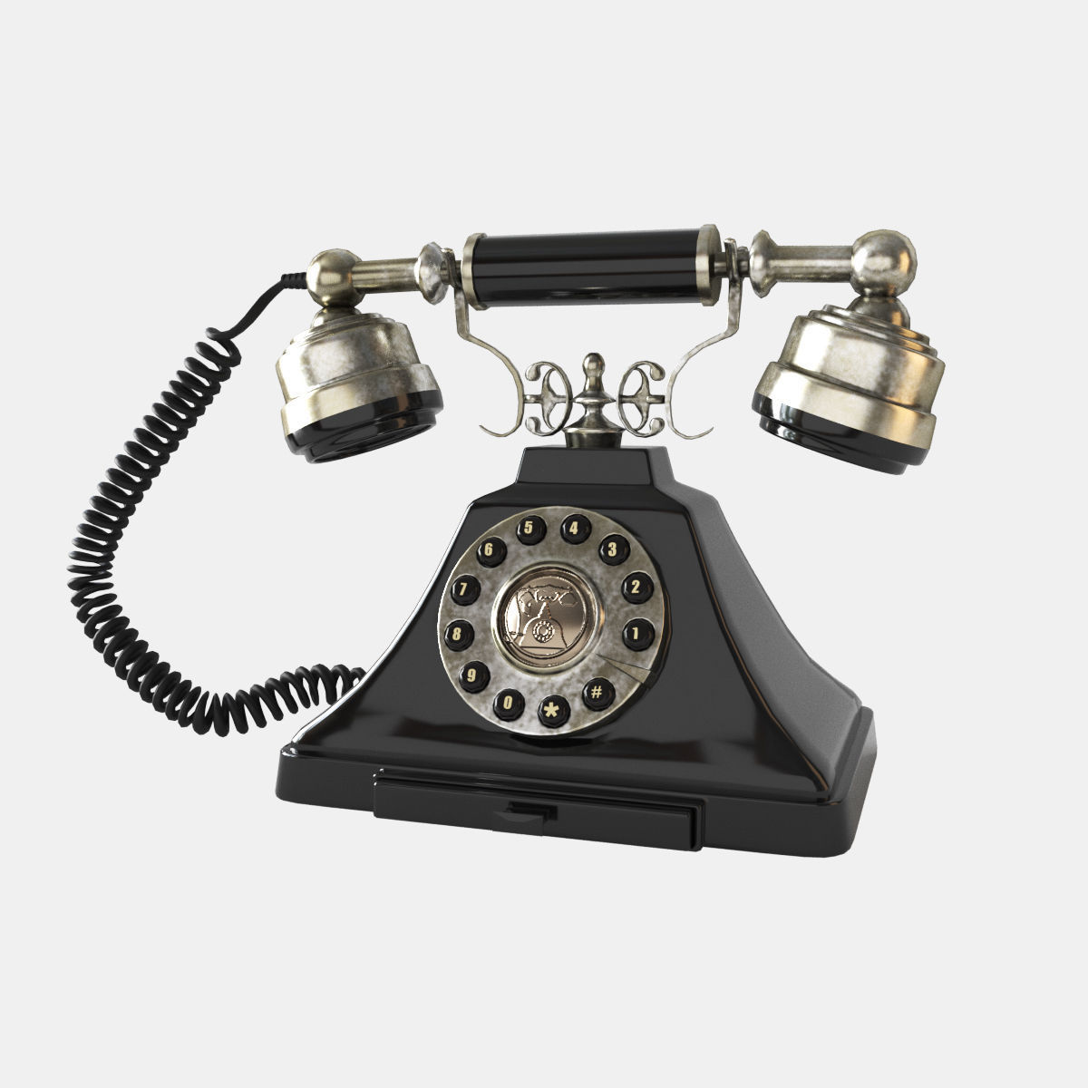 Old Fashioned 1930s Vintage Phone 3D model_1