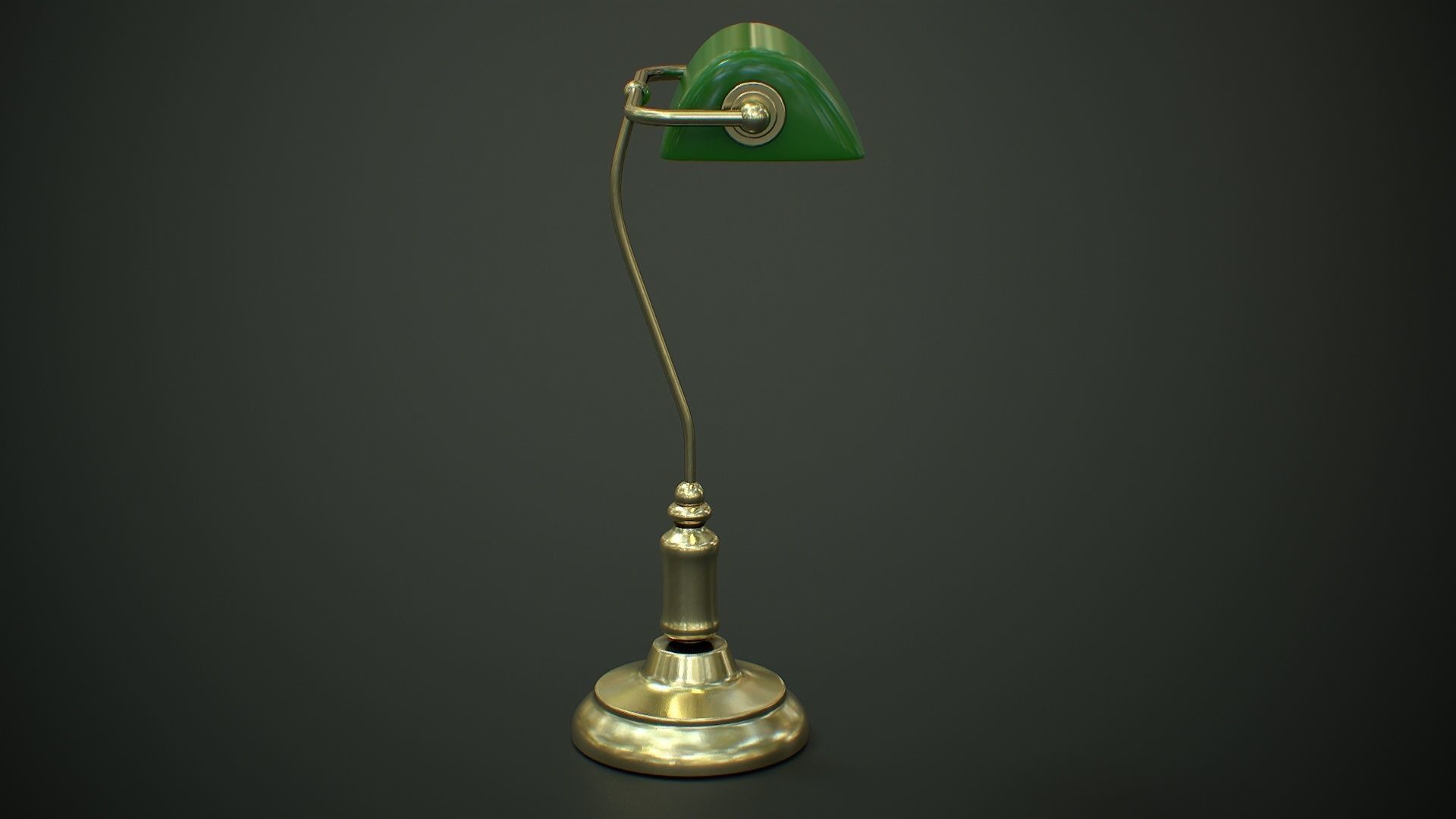 Antique Bankers Desk Lamp Green Low-poly 3D model_8