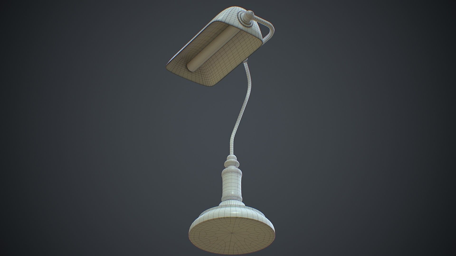 Antique Bankers Desk Lamp Green Low-poly 3D model_13