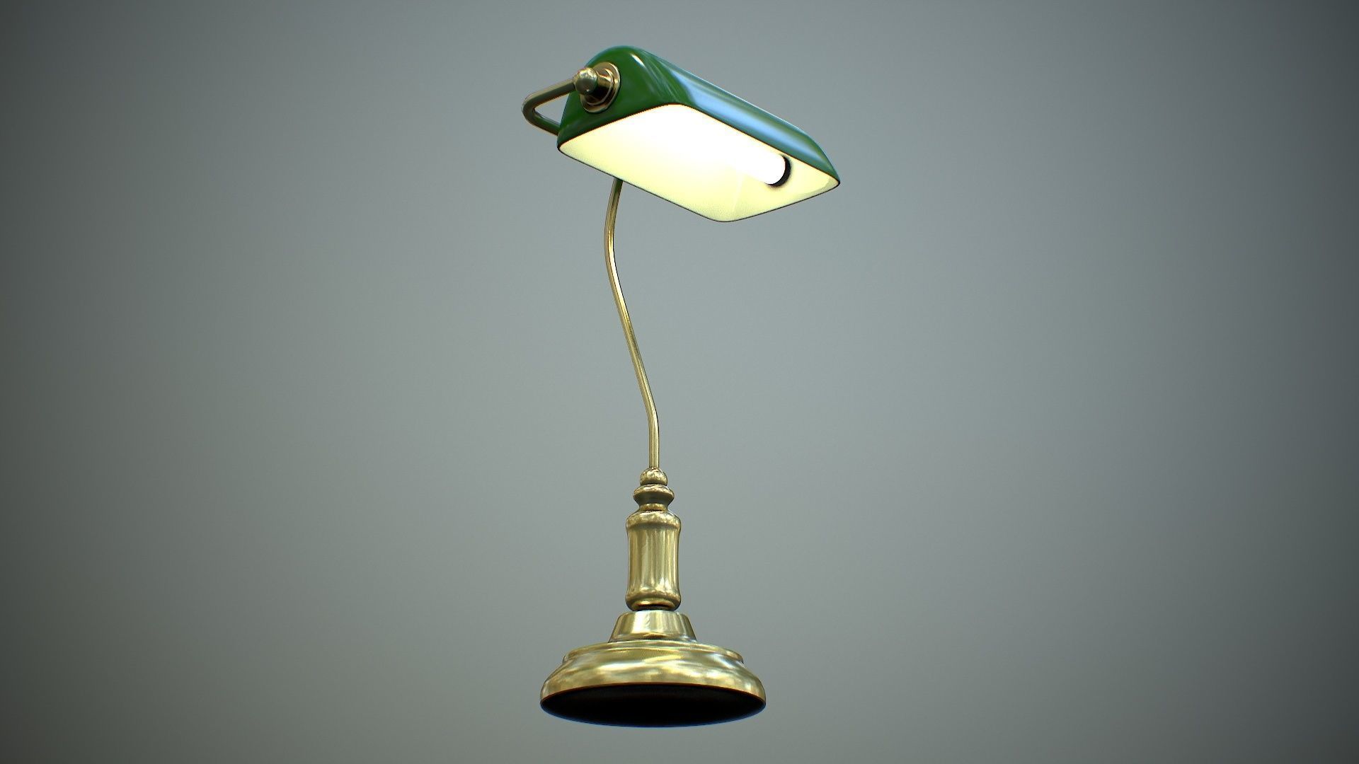 Antique Bankers Desk Lamp Green Low-poly 3D model_5