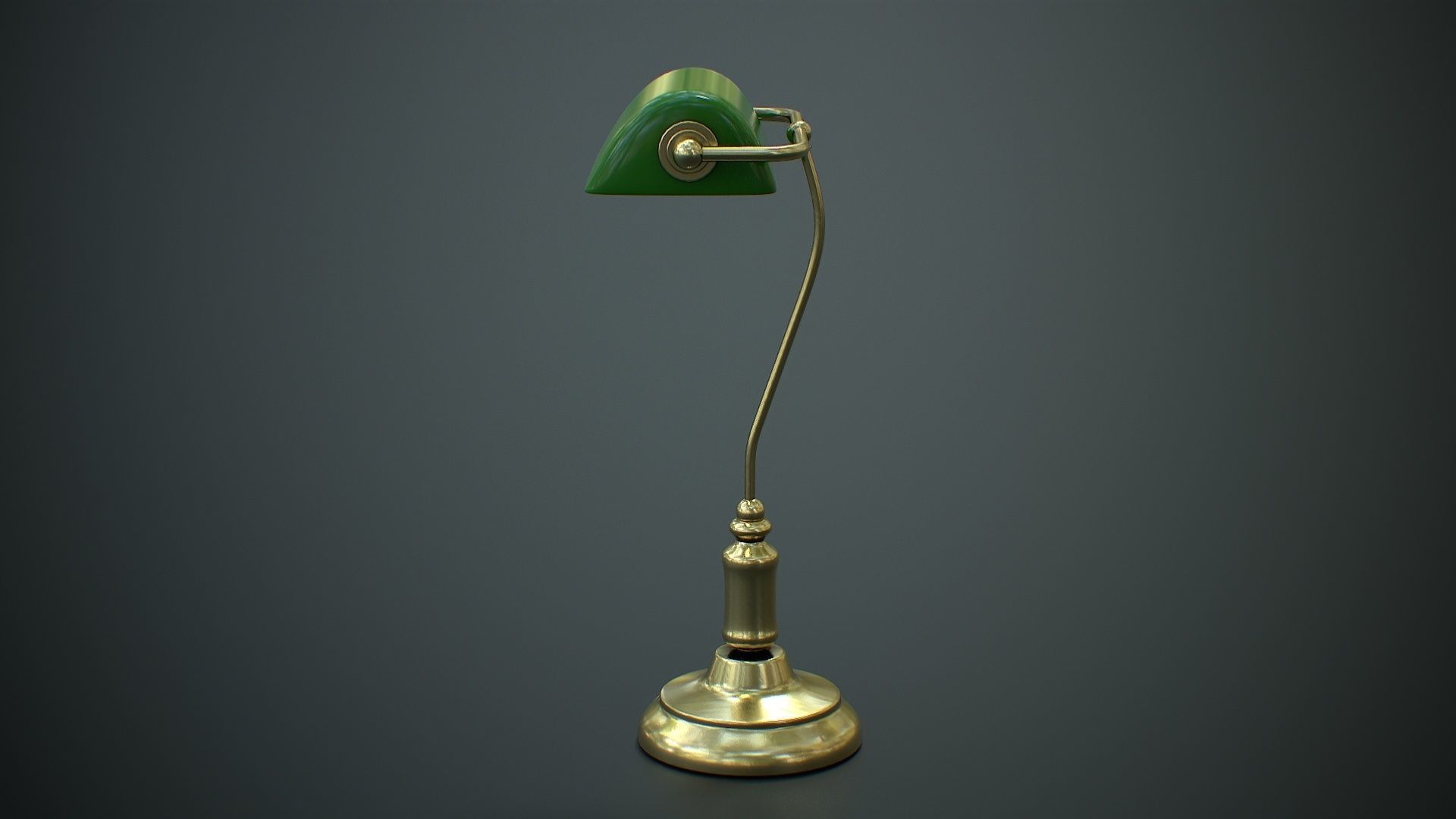 Antique Bankers Desk Lamp Green Low-poly 3D model_7