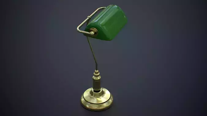 Antique Bankers Desk Lamp Green Low-poly 3D model