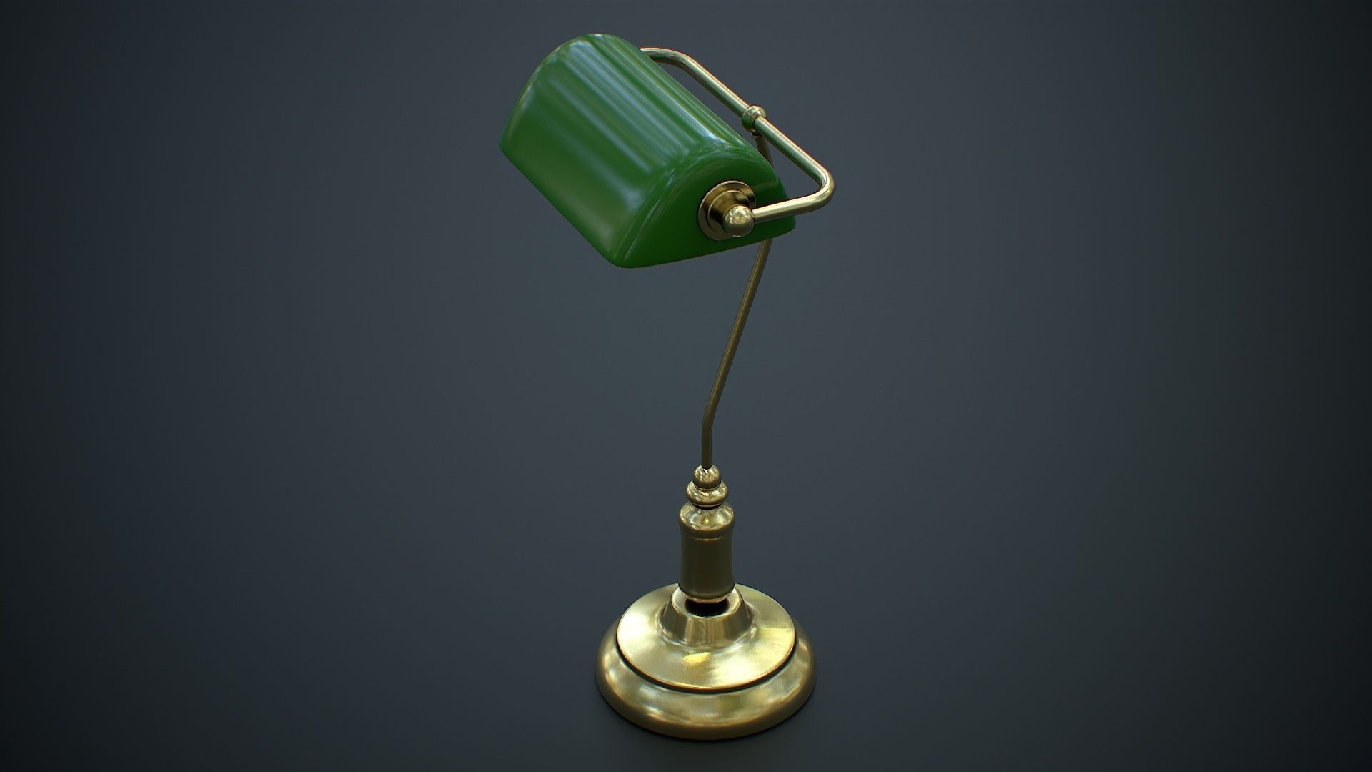 Antique Bankers Desk Lamp Green Low-poly 3D model_2
