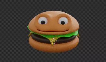 A Cute Cartoon Burger Character 3D Model 3D model_0