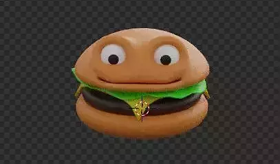A Cute Cartoon Burger Character 3D Model