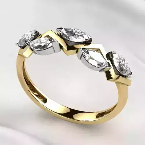 Five Marquises Gold Ring