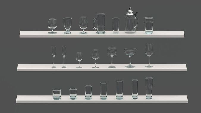 Set of glasses 3D model