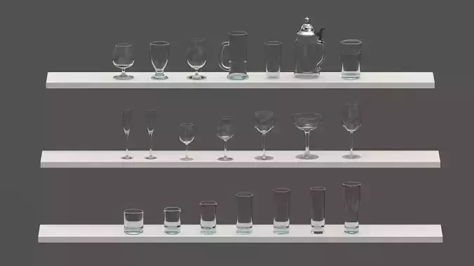 Set of glasses 3D model