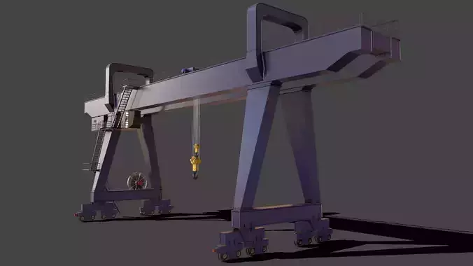 PBR Double Girder Gantry Crane V2 - Blue Dark Low-poly 3D model