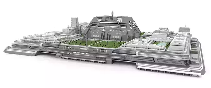futuristic city center on platform 3D model