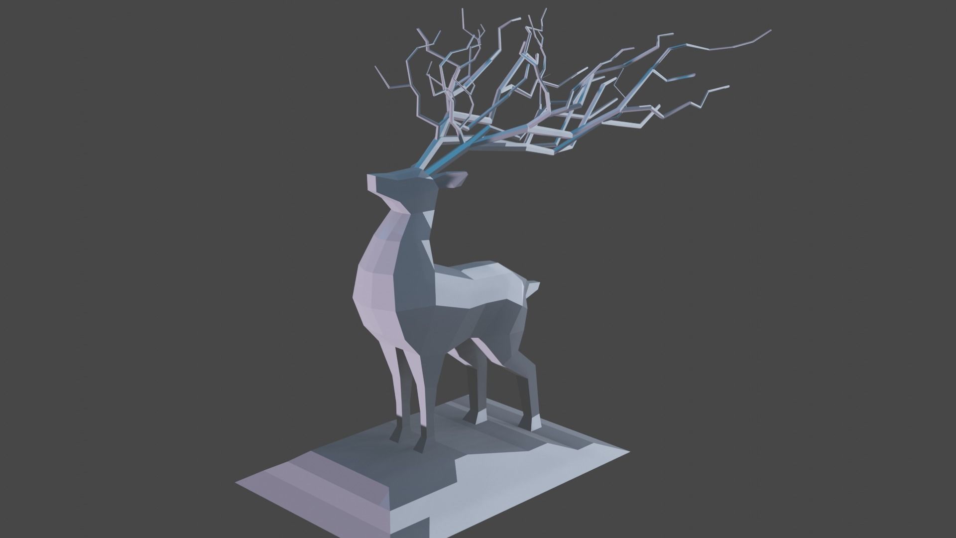 Deer Statue Low-Poly Low-poly 3D model_8