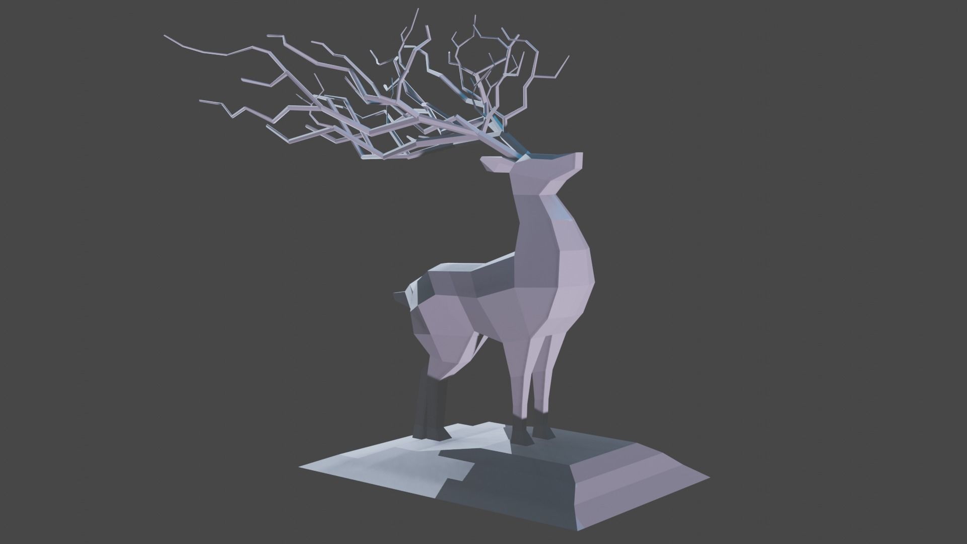 Deer Statue Low-Poly Low-poly 3D model_3