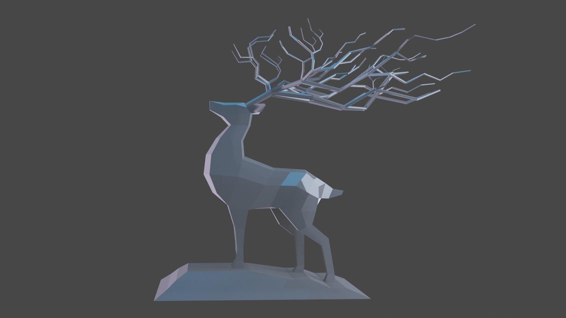 Deer Statue Low-Poly Low-poly 3D model_1