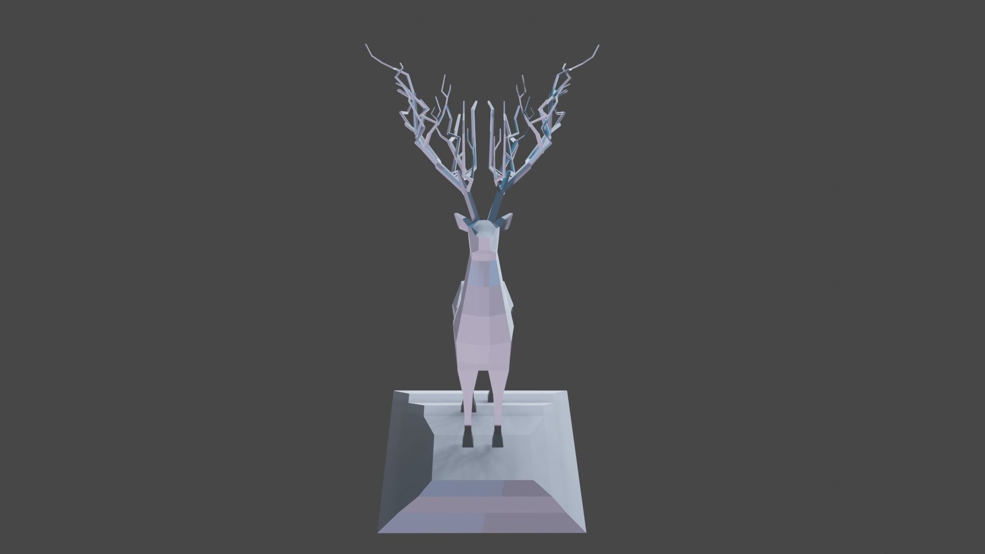 Deer Statue Low-Poly Low-poly 3D model_2