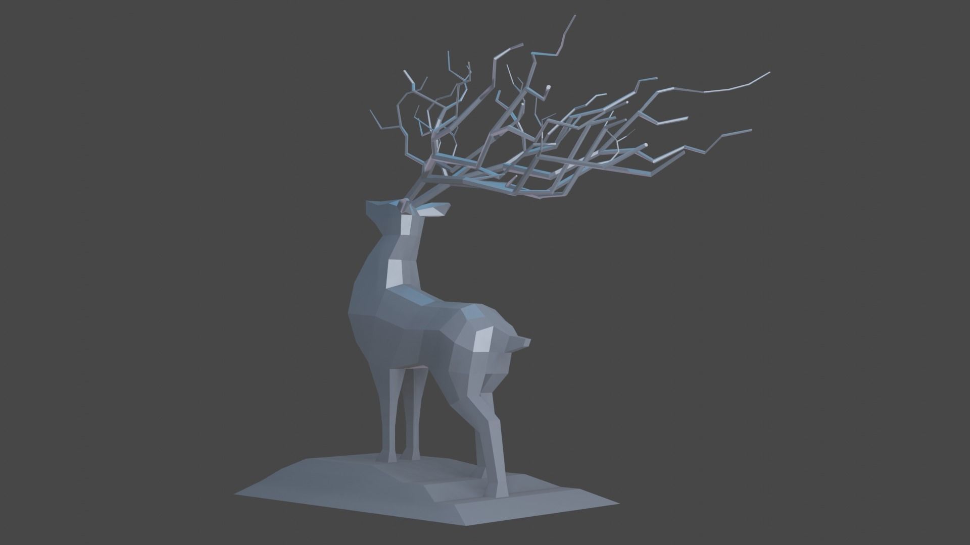 Deer Statue Low-Poly Low-poly 3D model_7
