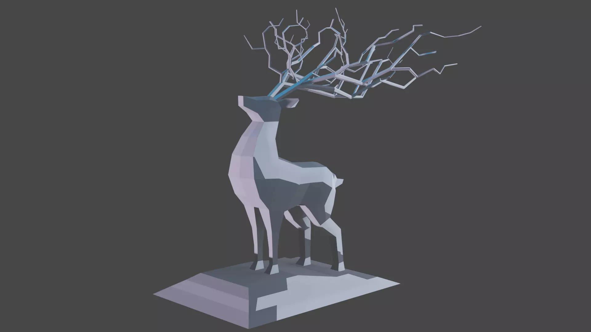 Deer Statue Low-Poly Low-poly 3D model_0