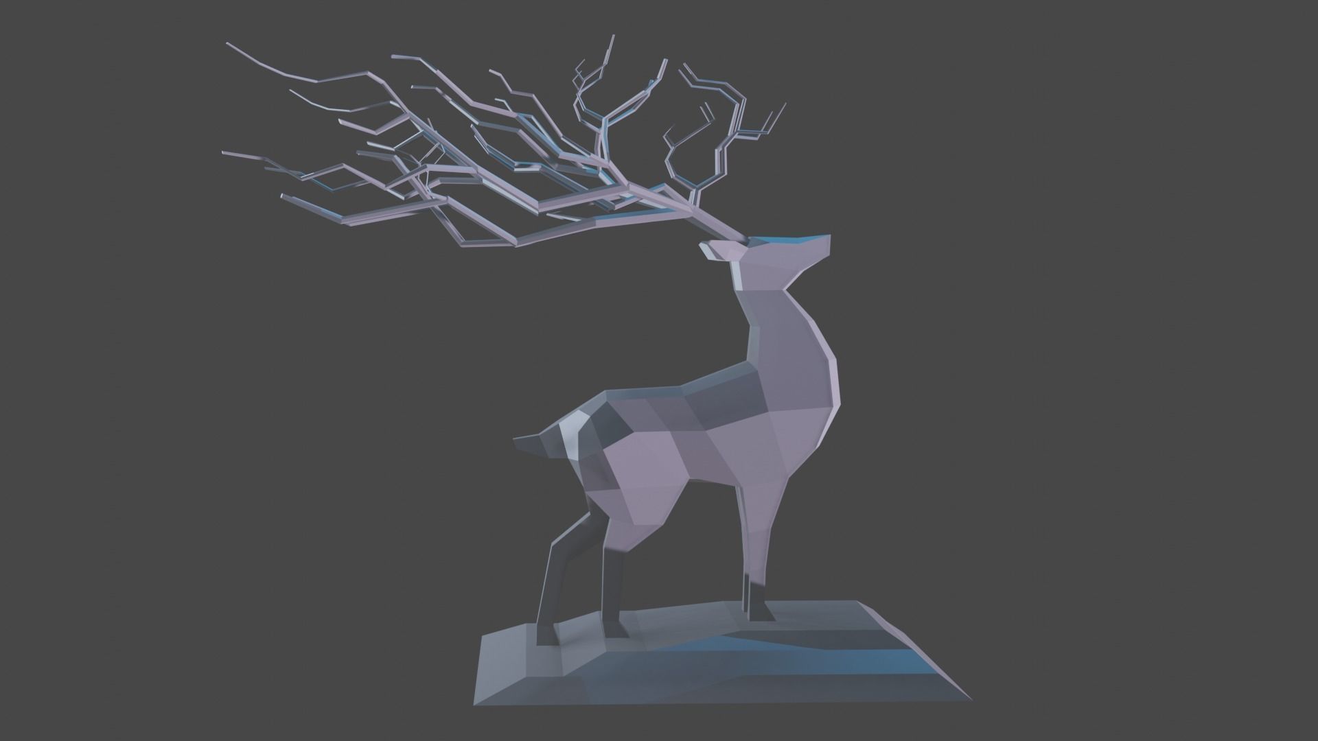 Deer Statue Low-Poly Low-poly 3D model_4