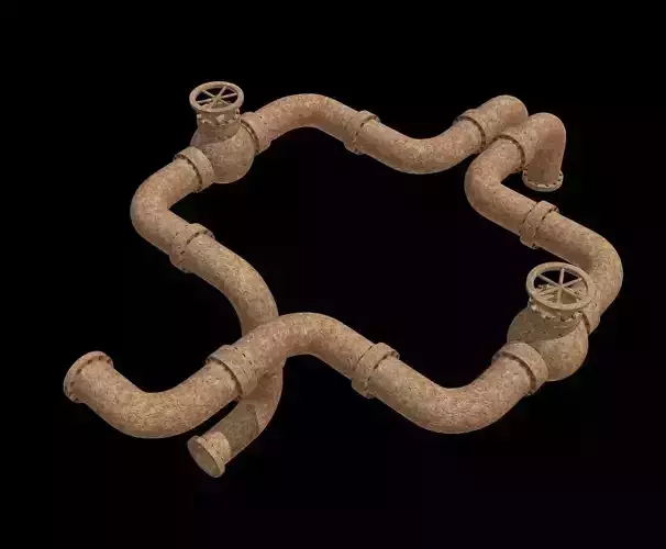 RUsted Connection Of Pipes  Low-poly 3D model