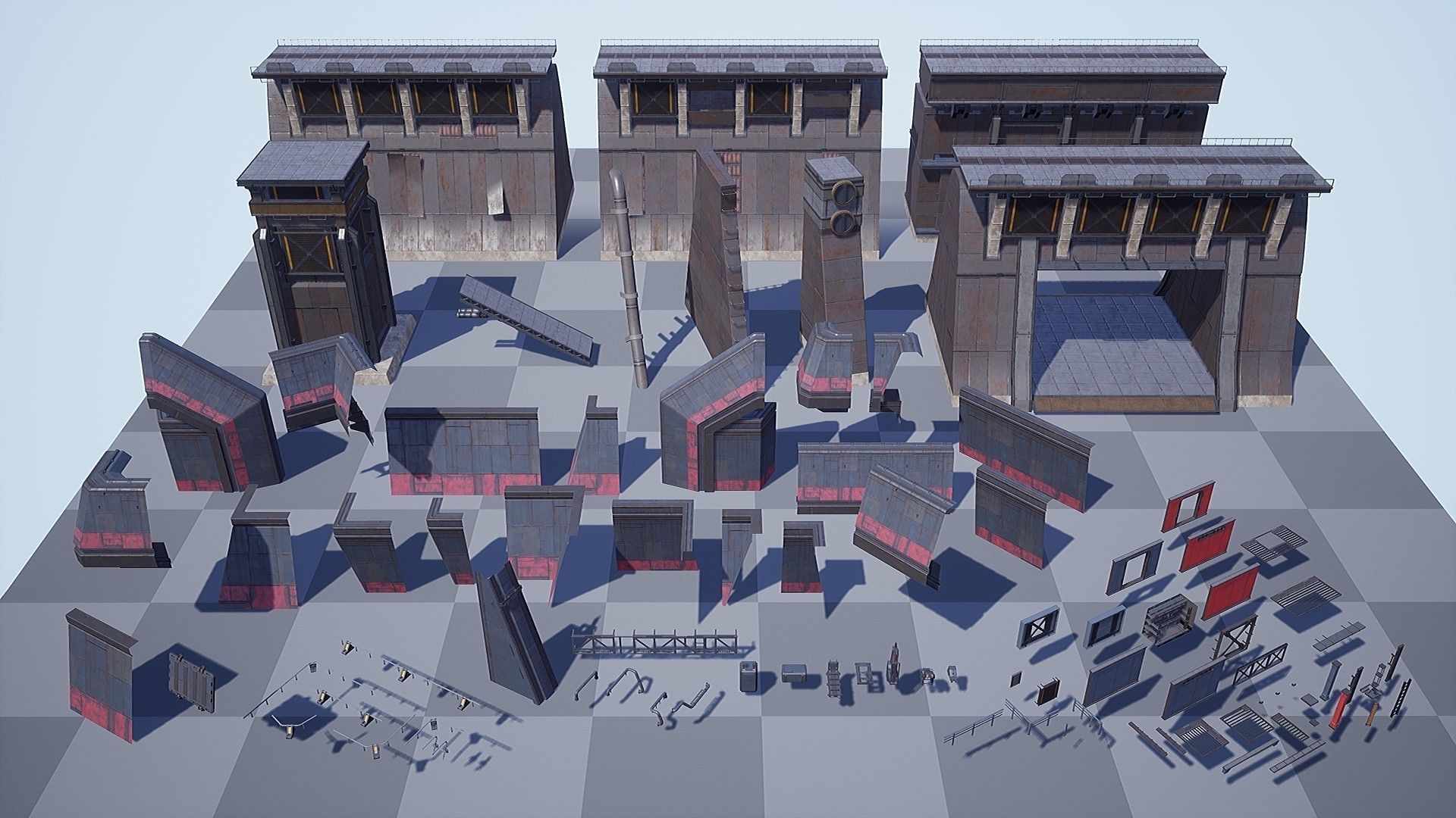 Sci-Fi Industrial Base - Unreal project Low-poly 3D model_21