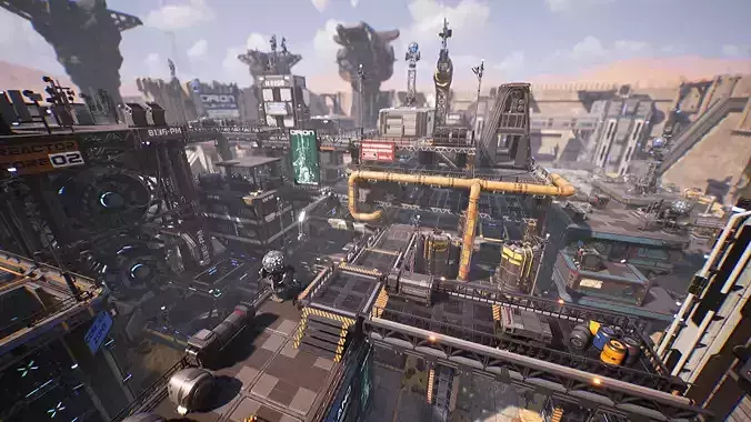 Sci-Fi Industrial Base - Unreal project Low-poly 3D model