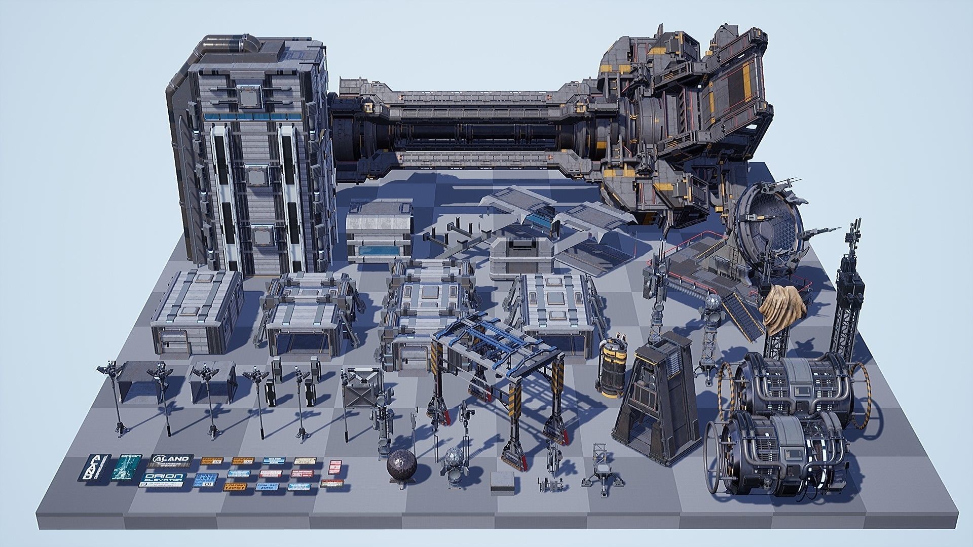 Sci-Fi Industrial Base - Unreal project Low-poly 3D model_25