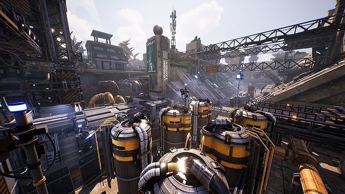 Sci-Fi Industrial Base - Unreal project Low-poly 3D model 6
