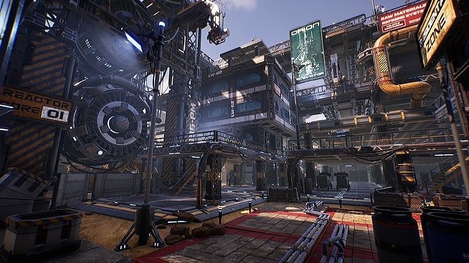 Sci-Fi Industrial Base - Unreal project Low-poly 3D model 5