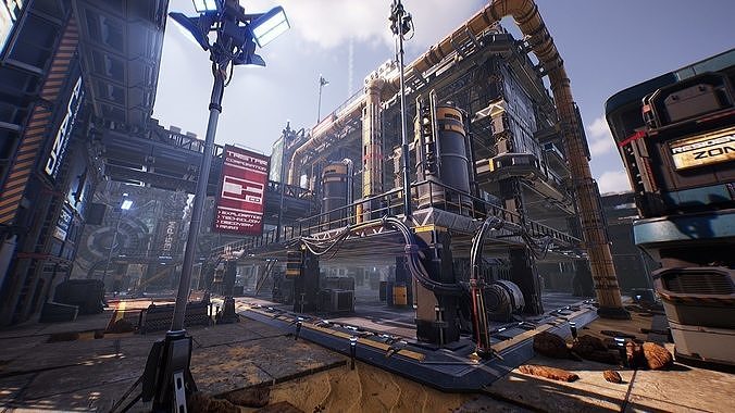 Sci-Fi Industrial Base - Unreal project Low-poly 3D model 2
