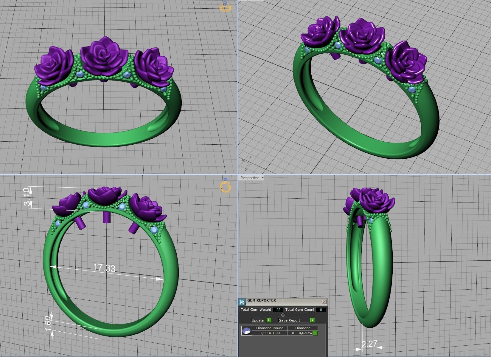 Flower Wedding Band Own design 3dmodel 3D print model_12