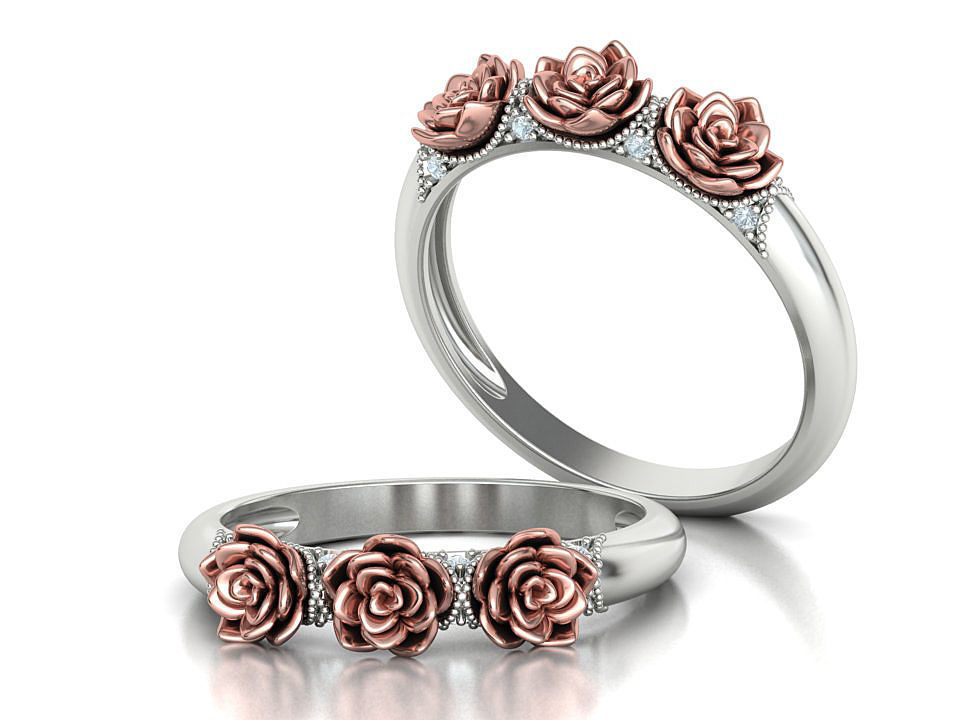 Flower Wedding Band Own design 3dmodel 3D print model_1