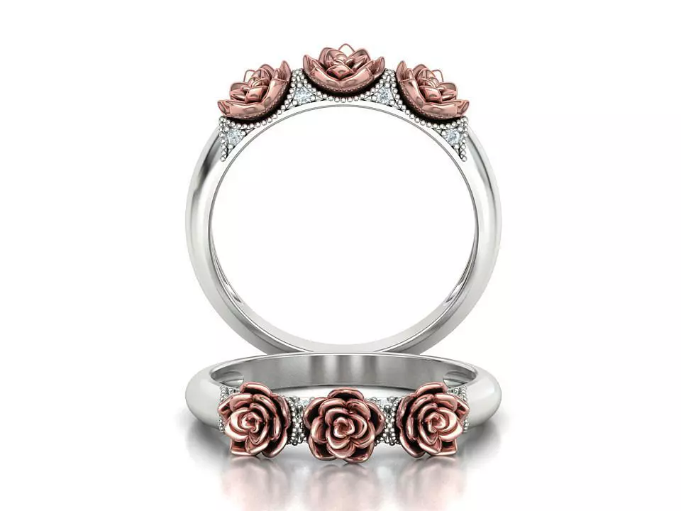 Flower Wedding Band Own design 3dmodel 3D print model_0