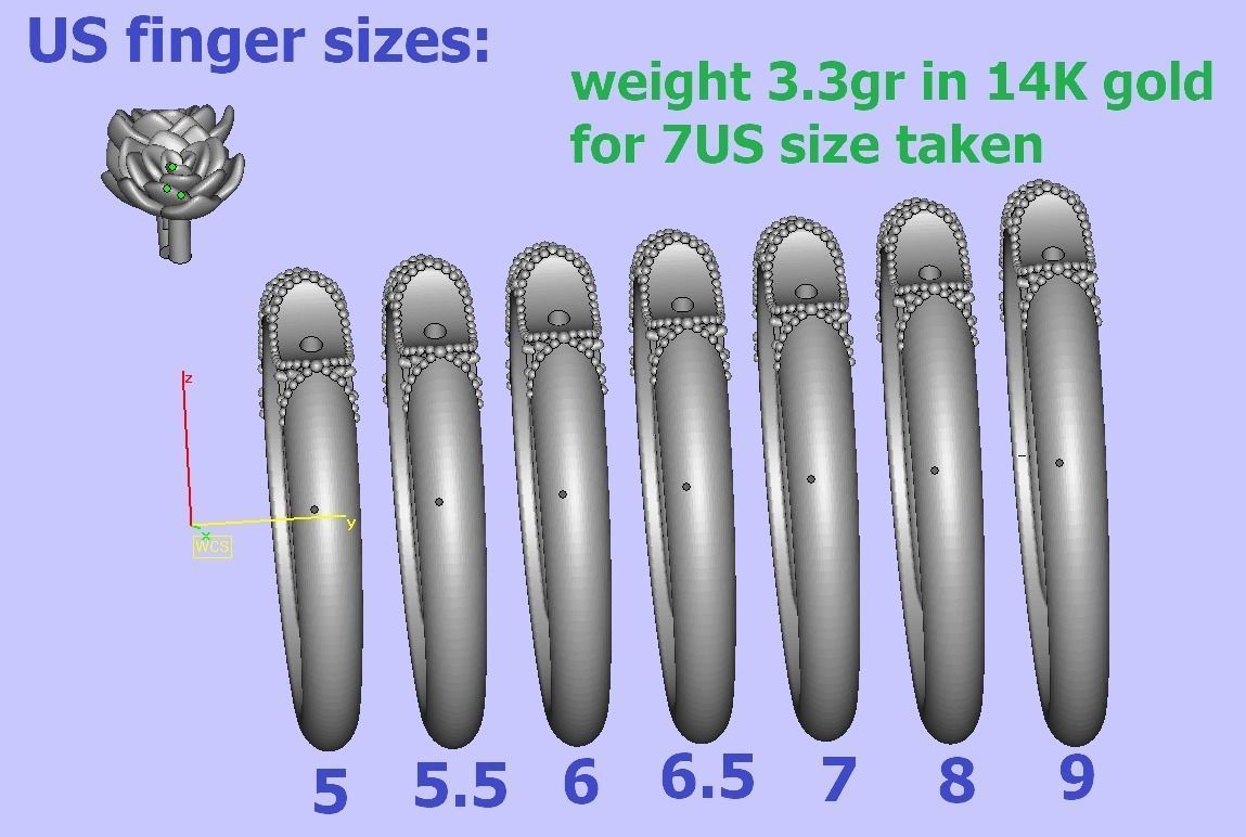 Flower Wedding Band Own design 3dmodel 3D print model_13