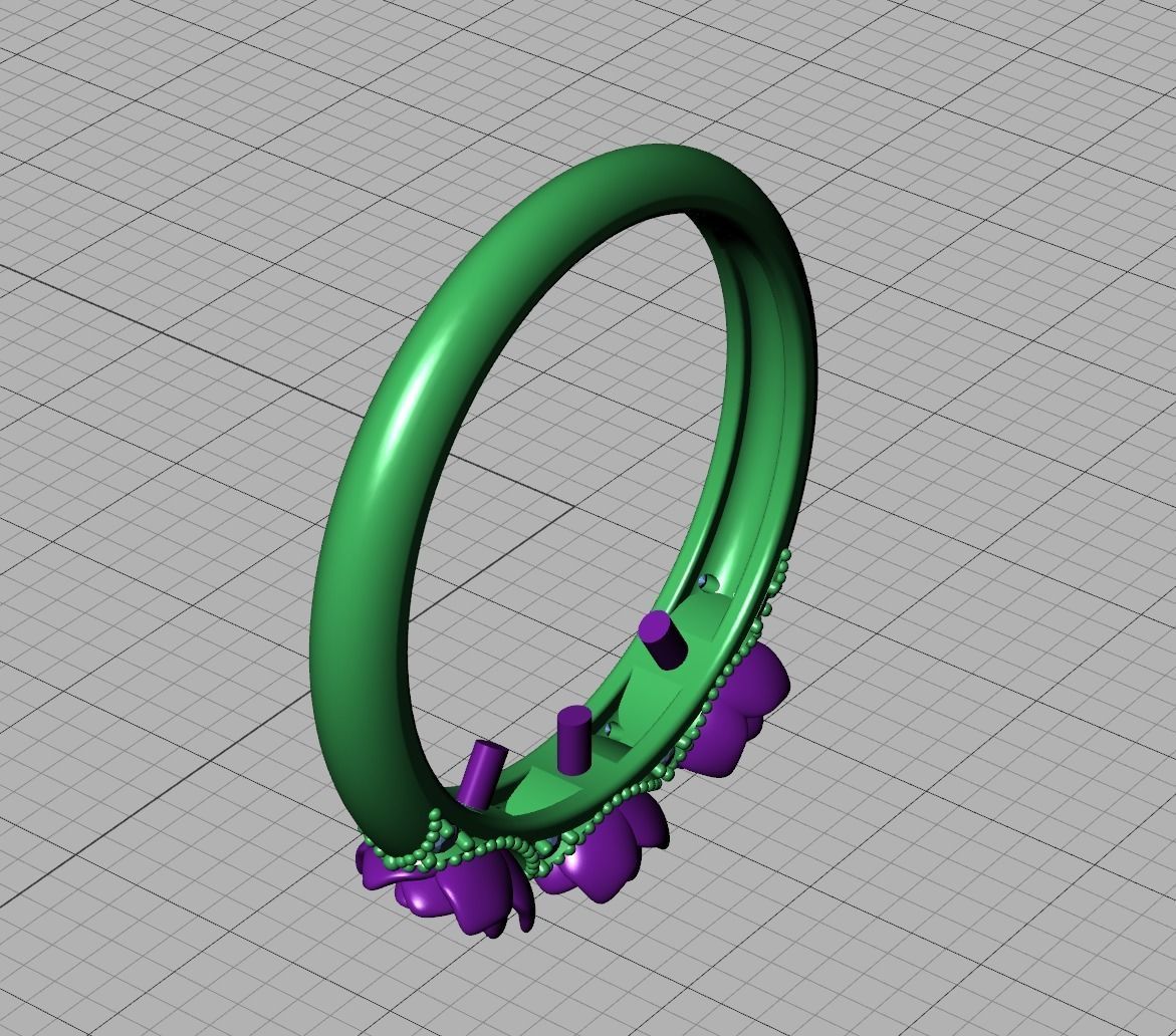 Flower Wedding Band Own design 3dmodel 3D print model_17